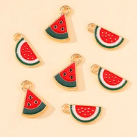 20pcslot enamel watermelon charms for earrings pendants necklaces making cute mini fruit charm handmade diy jewelry accessories