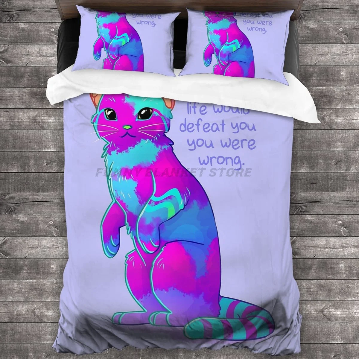 

Every Time You Thought Life Would Defeat You Rainbow Sky Sand Cat Bedding Set Duvet Cover Pillowcases Comforter Bedding Sets