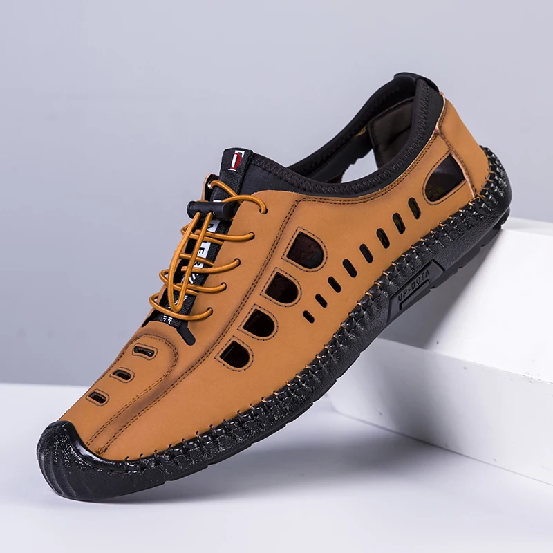 

2023 Summer Men's Casual Sandals Fashion Hollow Out Breathable Shoes Men Flat Business Soft Bottom Sneakers Sandalias Hombre