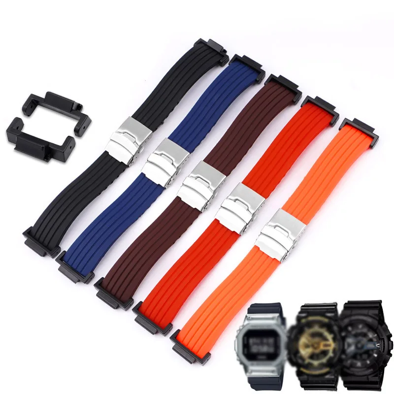 

Silicone Watch Strap For Casio G-Shock GA-110 GA-2100 GD-100 DW-5600 6900 GW-M5610 Wrist Band Accessories With Adapter 16mm Belt