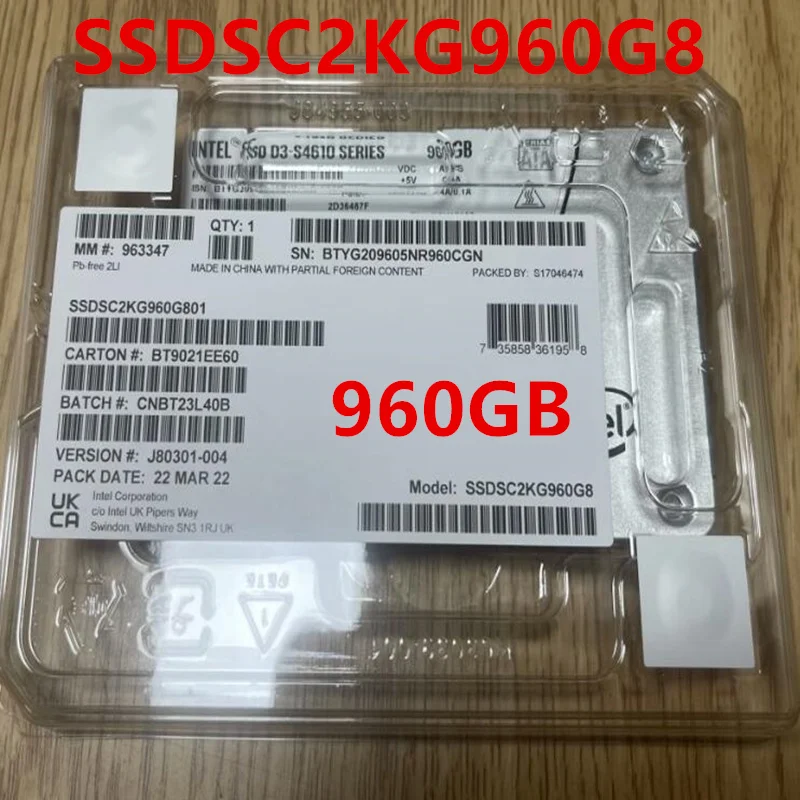 

Original New Solid State Drive For INTEL SSD D3-S4610 960GB 2.5" SATA For SSDSC2KG960G801 SSDSC2KG960G8