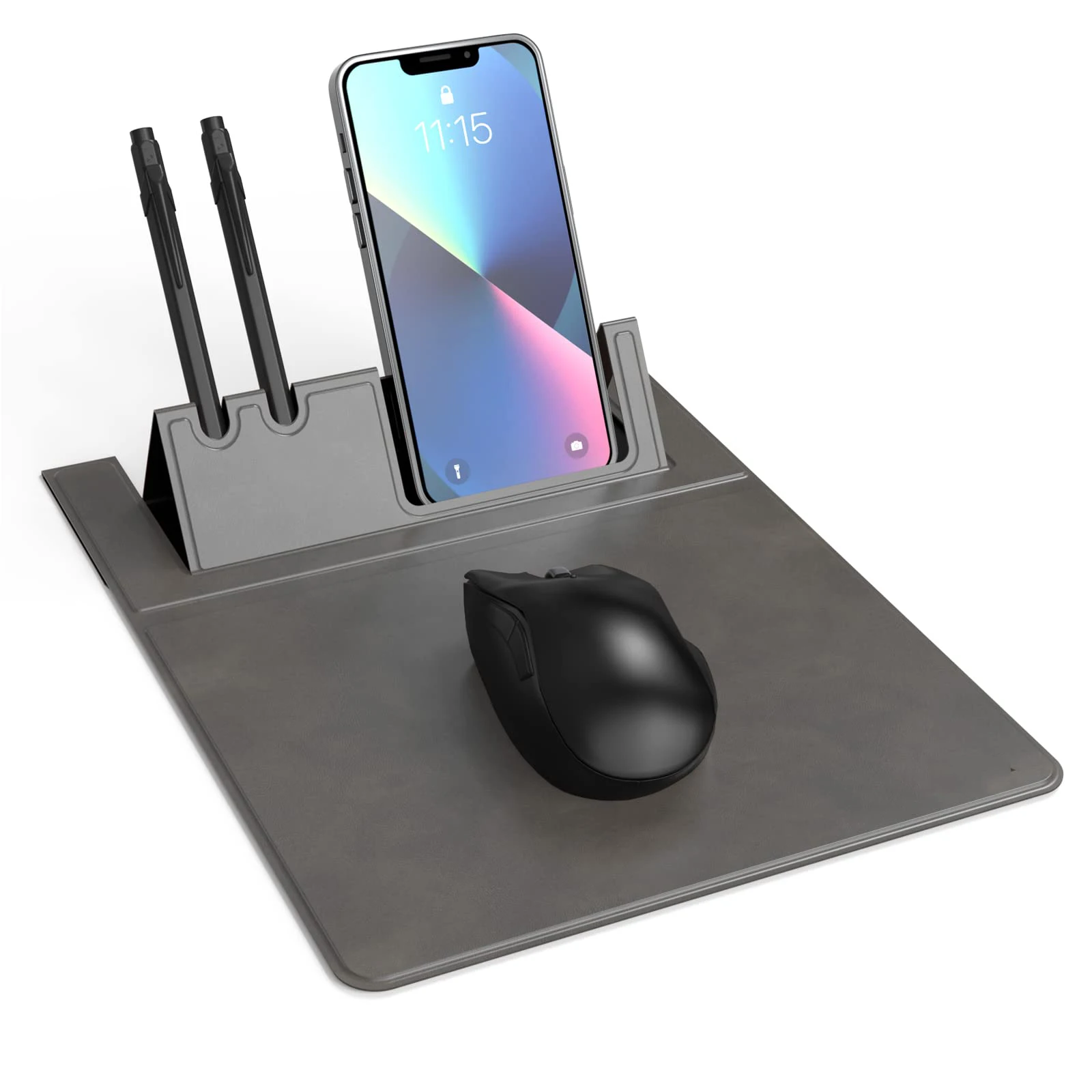 

PU Leather Mouse Pad Folding Mousepad with Non-Slip Base Pen Holder Phone Holder Computer Table Surface Accessories