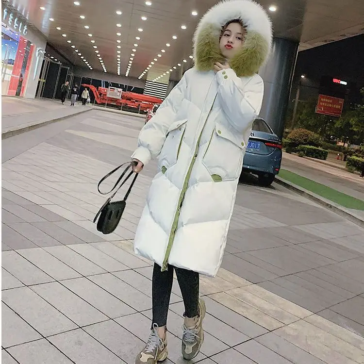 Winter Jacket 2023 New Women Parka Clothes Long Coat Wool Hooded Jacket Fur Collar Thick Warm Snow Wear Padded Parka S66