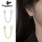 Серьги-гвоздики женские из серебра 925 пробы, с цепочкой