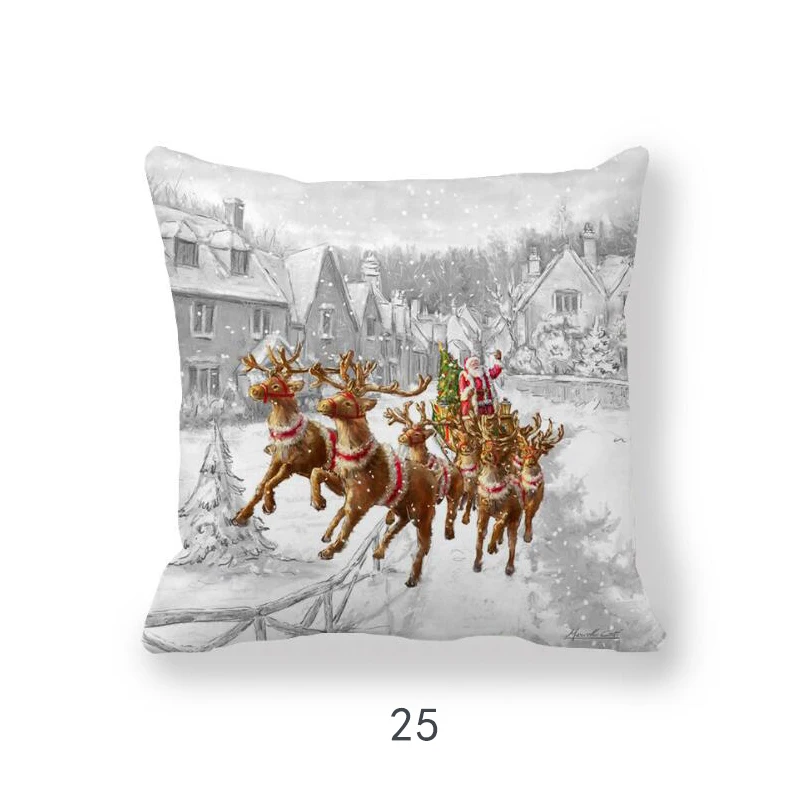 

Pillowcase Christmas Day Elements Series Breathable Safe Fabric One-Sided Pattern Peach Velvet Material Pillowcase
