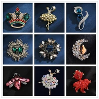 new luxury rhinestone crystal brooches for women girls gifts fashion moon fish bee flower insect brooch pin jewelry scarf pins