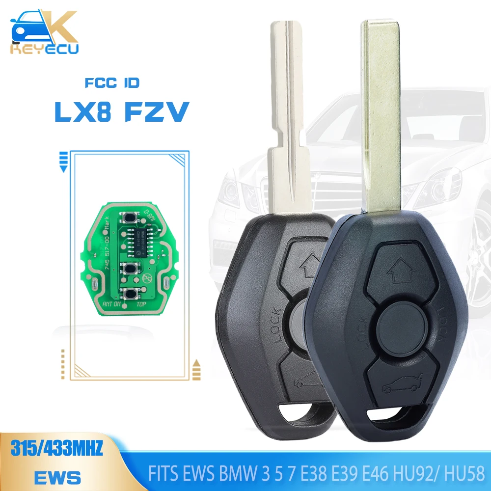 KEYECU LX8 FZV EWS дистанционный ключ Fob 315 МГц/433 МГц ID44 чип для BMW 3 5 7 E38 E39 E46 HU92/ HU58 KEYECU LX8 FZV EWS дистанционный ключ Fob 315 МГц/433 МГц ID44 чип для BMW 3 5 7 E38 E39 E46 HU92/ HU58