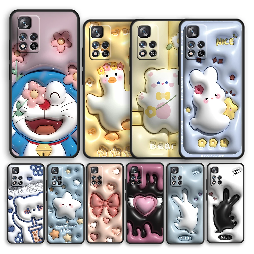 

Nonstereoscopic 3D Vision Duck Animal Black Phone Case For Xiaomi Redmi Note 12 10 11 9 Pro Plus Speed 11E 11S 11T 10S 9T 8T 5G