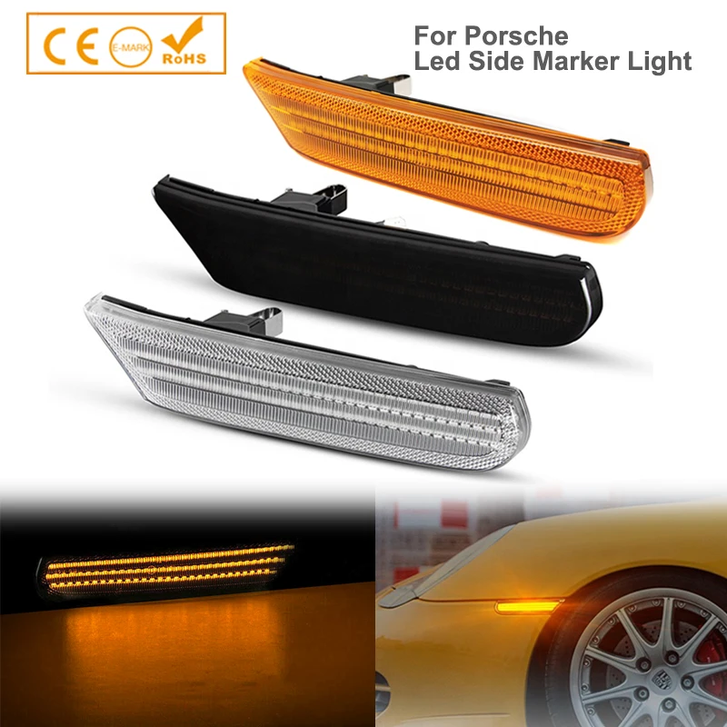 

2x Dynamic Amber LED Car Side Marker Turn Signal Sequential Blinker Light For Porsche Boxster 986 911 996 Carrera GT2 GT3