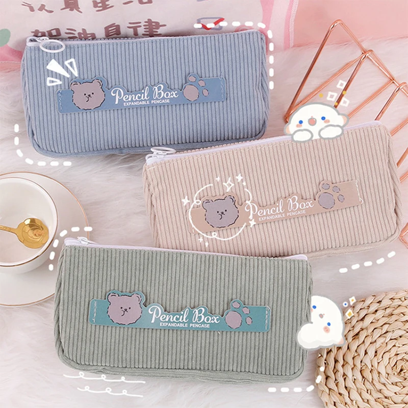 

Милый вельветовый чехол для карандашей большой емкости, чехол для ручек, органайзер для канцелярских принадлежностей, чехол для хранения