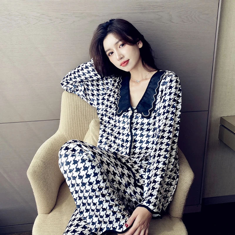 

Женский пижамный комплект, Повседневная рубашка и брюки, золотой бархатный костюм для сна из 2 предметов, одежда для отдыха, одежда для сна с ...