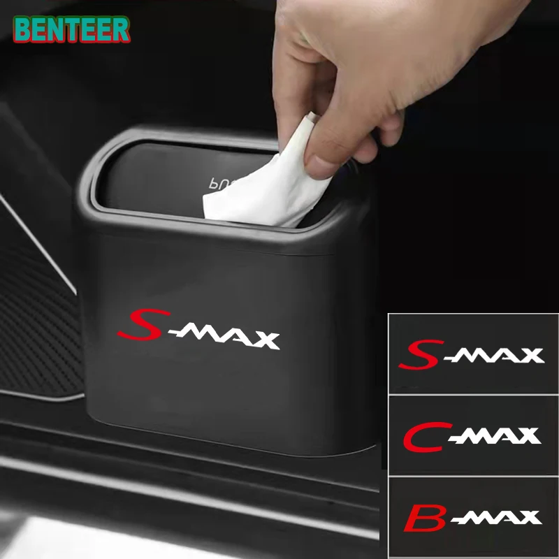 

Plastic Auto Trash Bin Car Sticker For Ford Smax S-max Cmax C-max BMAX Car Accessories