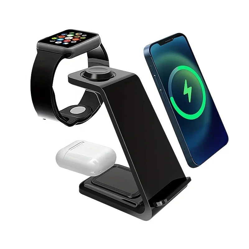 

3 In 1 Magnetic Wireless Charger Stand, 15W Fast Charging Dock Station Holder Compatible With IPhone 14/13/12 Pro Max Mini