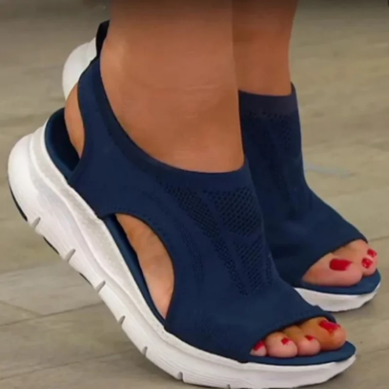

Ladies Vulcanized Shoes Sandals Platform Flats NonSlip Mesh Sandals Low Top Fashion Breathable Wedge Walking Solid Color Women