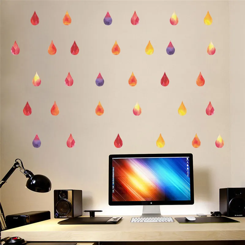 Красочные капли дождя настенная наклейка задний фон для телевизора украшение