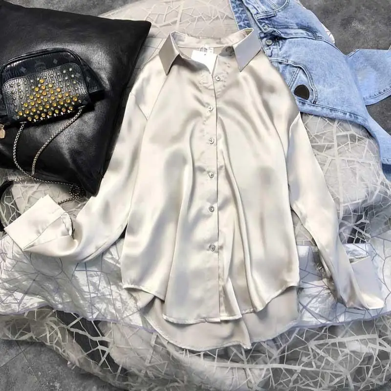 

2022 Women's Spring Autumn New Solid Color Breathable Shirts Female Long Sleeve Lapels Blouses Ladies Loose Casual Shirts W260