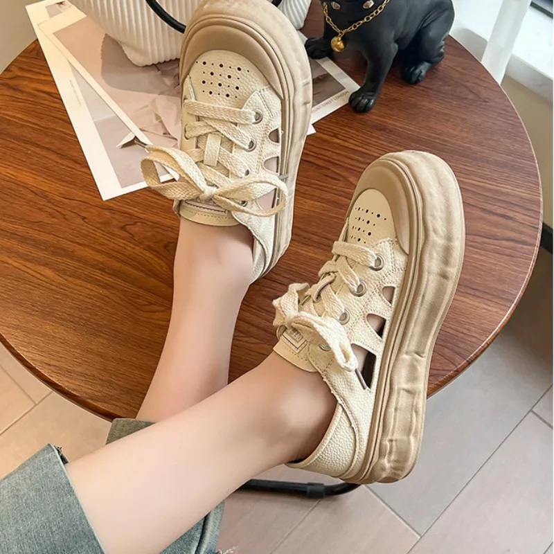 

Women Footwear Lace Up Low Ladies Shoes Transparent Clear Pink Round Toe Daily Routine Comfortable and Elegant Designer Korean A