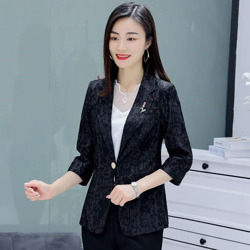 Stitching Lace Small Jacket Thin Spring and Summer 2023 Fashion Slim Temperament Business Suit Women's Summer Wear