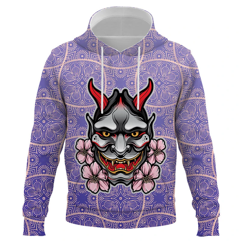 Толстовка с 3d-рисунком японского самурайского черепа для мужчин и женщин весны