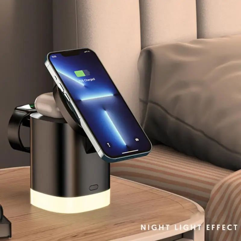 

15W Magnetic Tree Wireless Charger Stand 3 In 1 Creative Shaped Wireless QI Fast Charging Dock For IPhone 14 IWatch Airpods