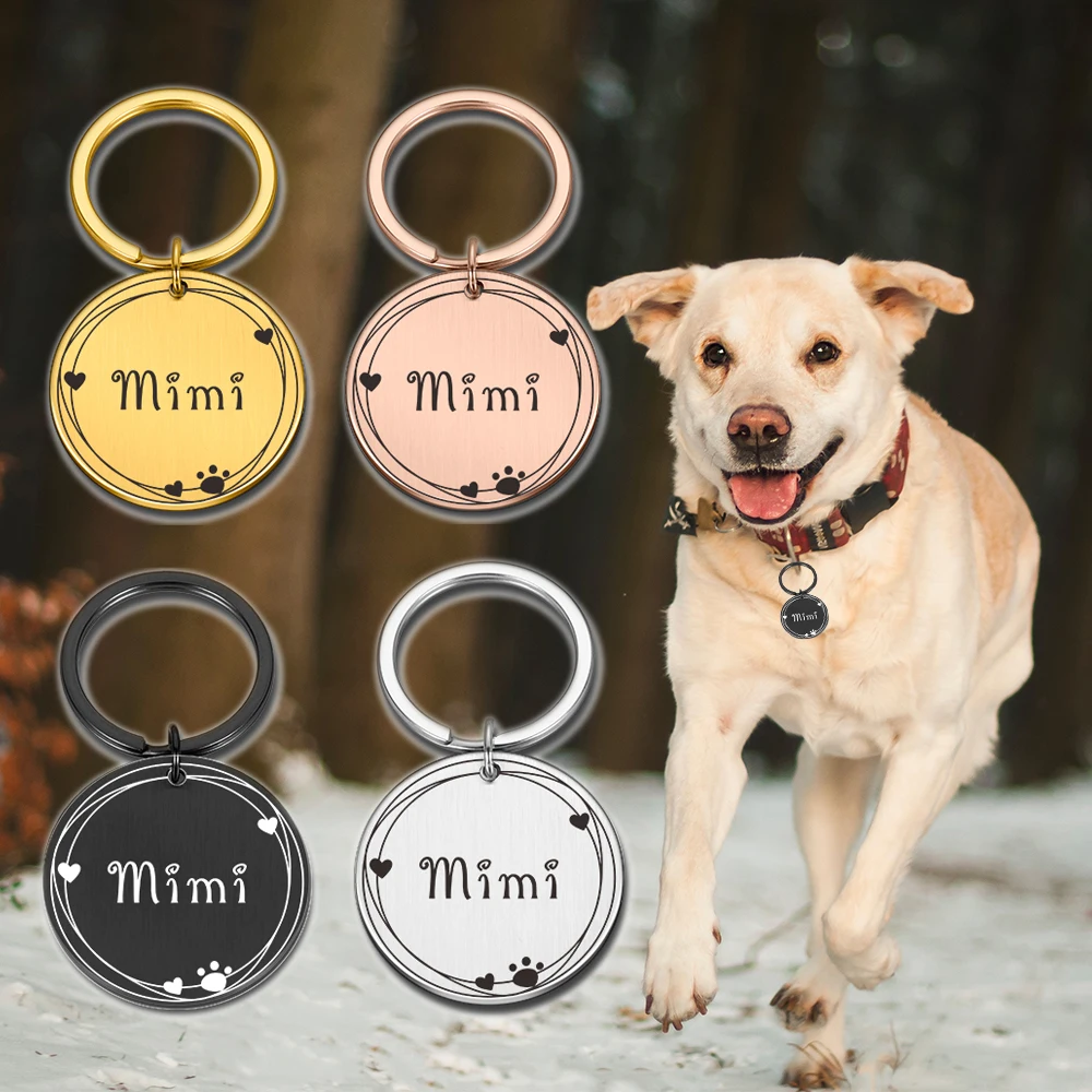 

2023 Personalized Dog Cat ID Tag Anti-lost Pet Name Tags Plates Free Engraving Dogs Cats Kitten ID Tag Nameplate Pendant for