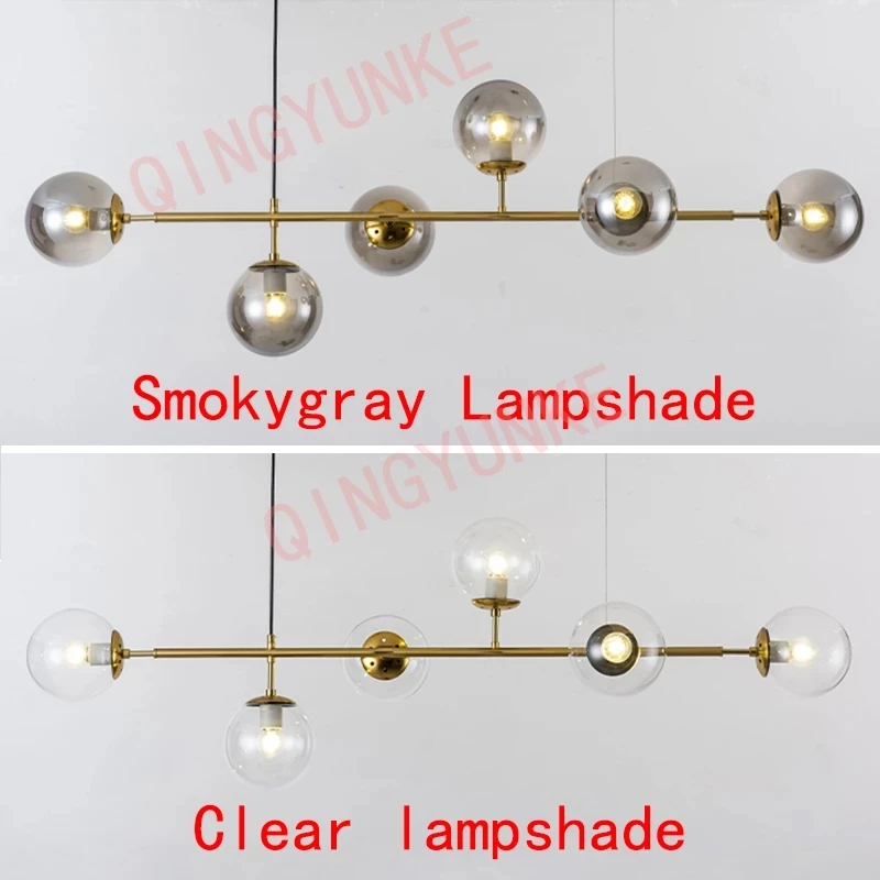 Продажа Железные светодиодные подвесные светильники, стеклянные шариковые лампы, Затемненные светильники, аксессуары для украшения дома, гостиной...