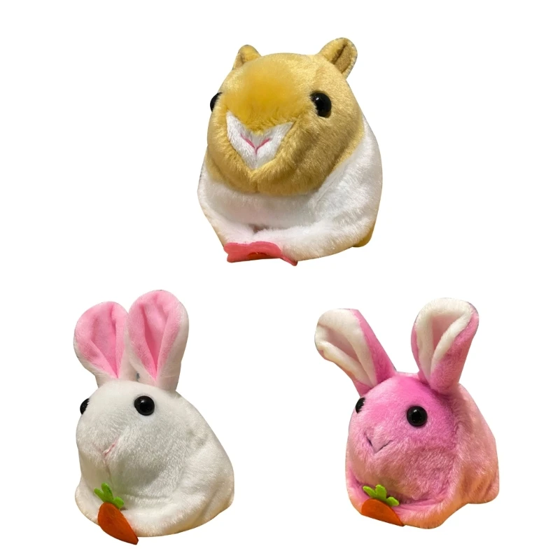 

H37A Rotating Rabbit Toy Tail Wagging Stuffed Rabbit Rotating Kids Toy Stuffed Hamster Plush Toy Dancing Rabbit Toy