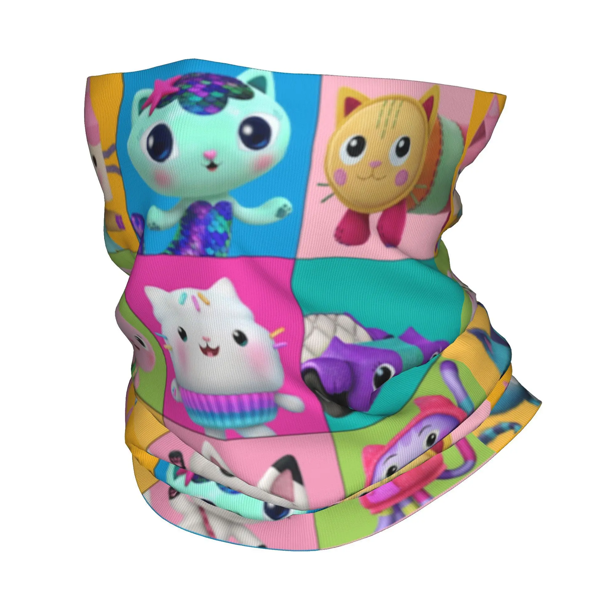 Custom G-Gabbys Dollhouse Characters Bandana Neck Gaiter for Hiking Camping Wrap Scarf Kitty Cat Cartoon Balaclava Warmer