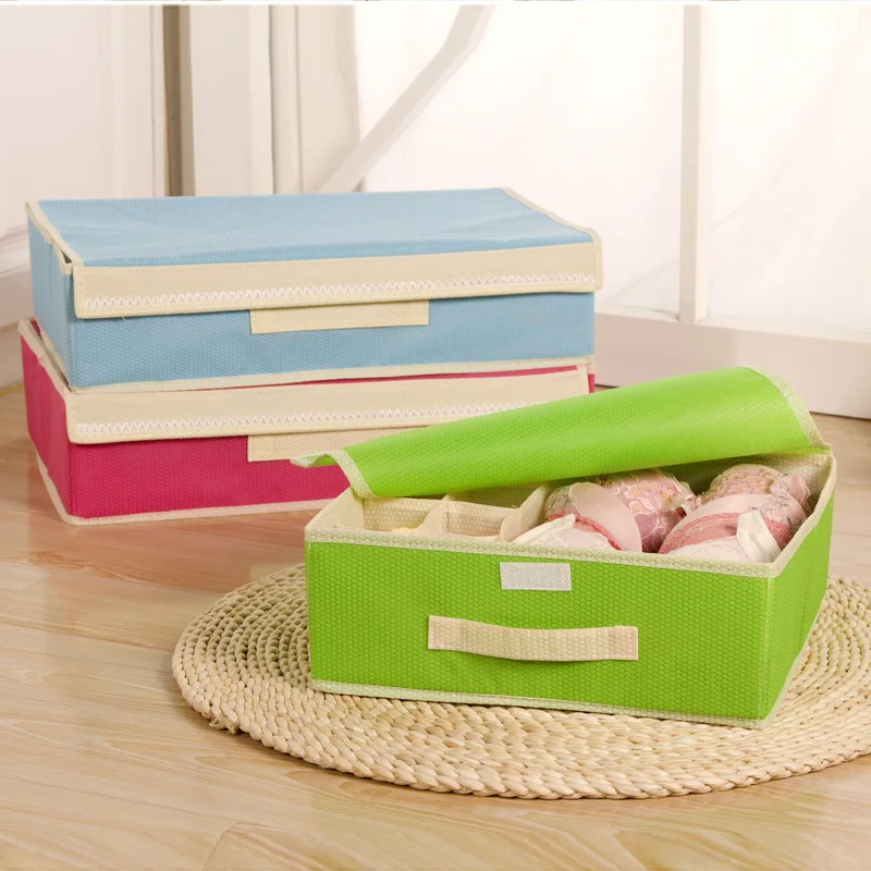 

15 Grid Non-Woven Fabric Foldable Bra Storage Boxes Underwear Storage Bag Socks Clothing Organizer Box Home Storage Supplies
