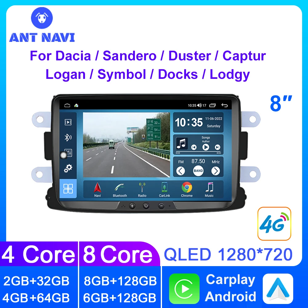

Автомобильная магнитола AntNavi, стерео-система на Android, с GPS, 8 "экраном, для Renault Dacia, LOGAN, sandero, Duster, Lada, Xray, Captur, Dokker, типоразмер 2DIN