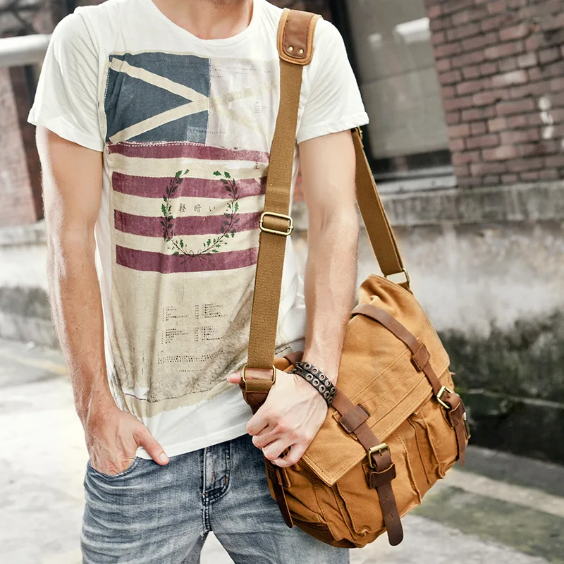 Brand Luxury Vintage Men's Canvas Shoulder Messenger Bag Men Adjustable Large Capacity Casual Bags Fashion High Quality Handbags