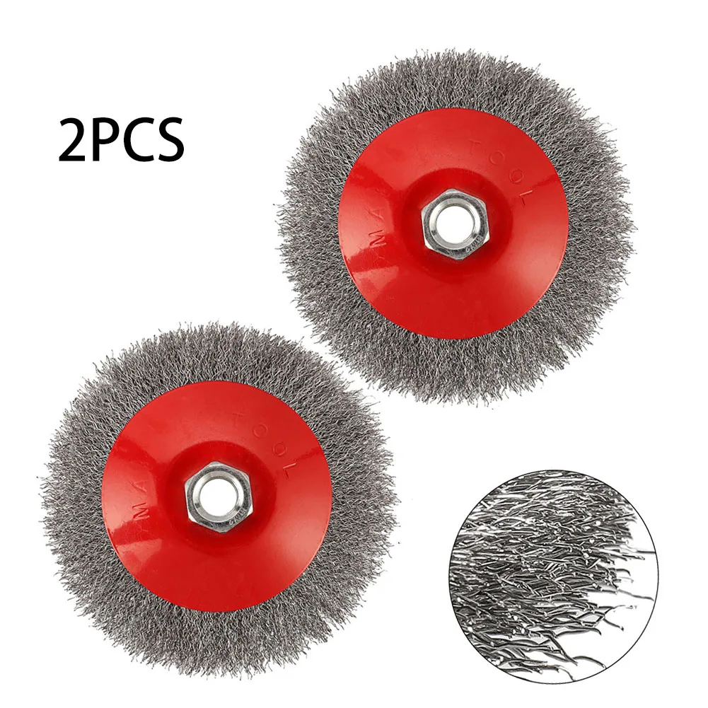 

2PCS 4.5Inch Steel Wire Brush Angle Grinder Wheels Brushes M14 Drill Rotary Tools Metal Rust Removal Polishing Brush Power Tool