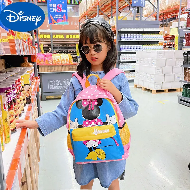 Disney 2023 New Casual Print Cartoon Mickey Minnie Backpack Academic Large-capacity Schoolbag  School Bags for Girl