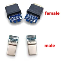 1pcs 17pin type c female usb c 3 1 test pcb board adapter type c male female connector socket for data line wire cable transfer