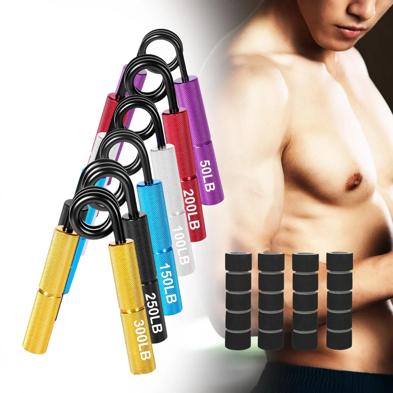 

6Pcs Hand Grip Strengthener Strength Trainer Women Men Gym Workout Exerciser