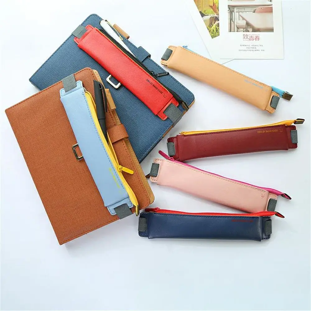 

Elastic Pencil Case PU Leather Pen Bag Book Pencil Case Portable Notebook Journal Pen Holder Office Supplies School Stationery