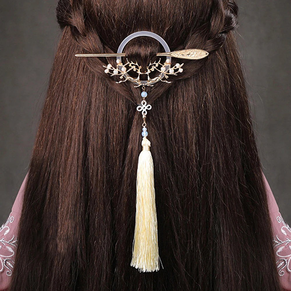 

Ancient Tassel Hairpin with Classic Deisgn Hanfu Accessories for Cosplay Party Durable Lightweight for Chinese Court Play