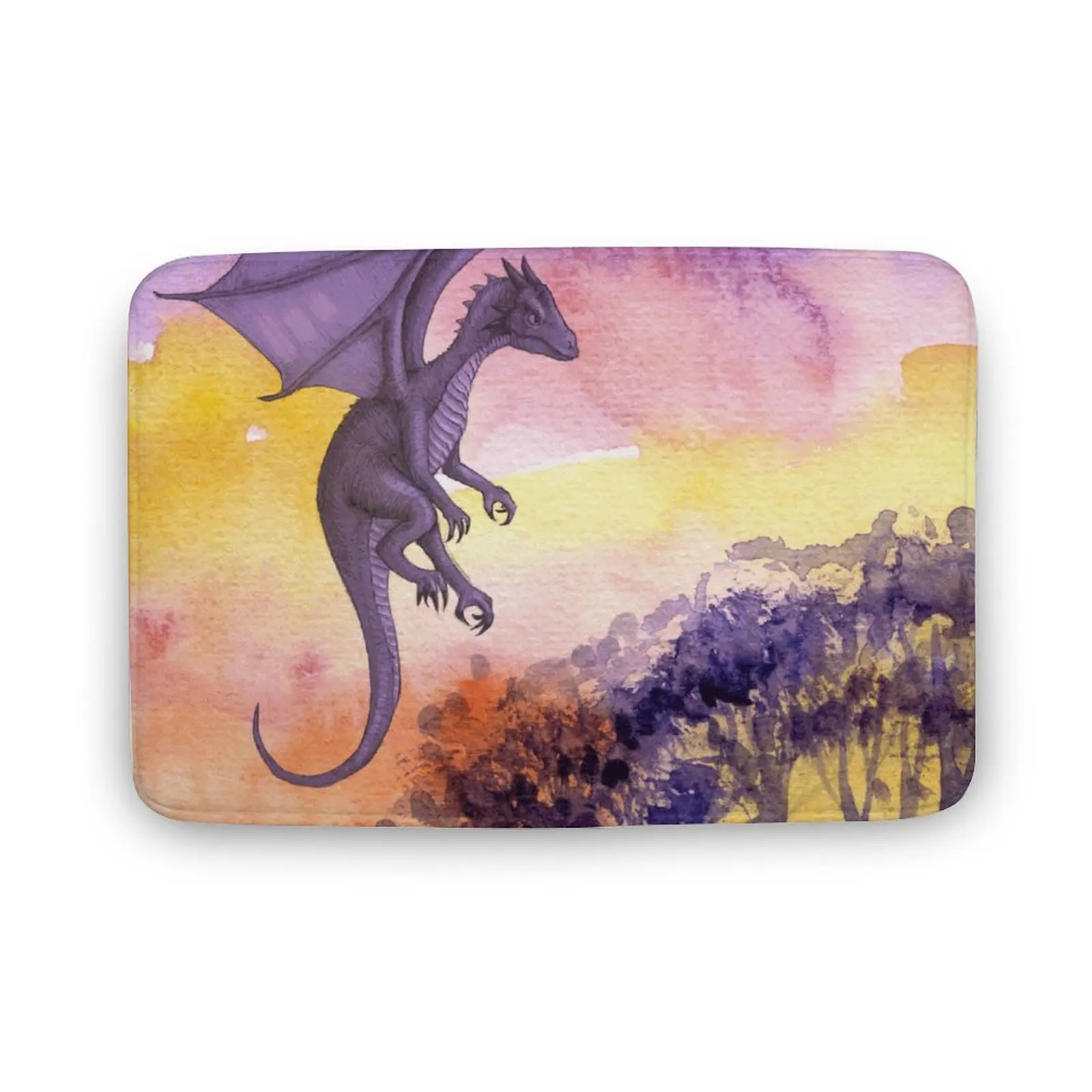

Doormat Welcome Mats Non Slip Entrance Indoor Doormat Door Mats Rugs,Bathroom Floor Mat-Low Profile Watercolor, Purple, Dinosaur
