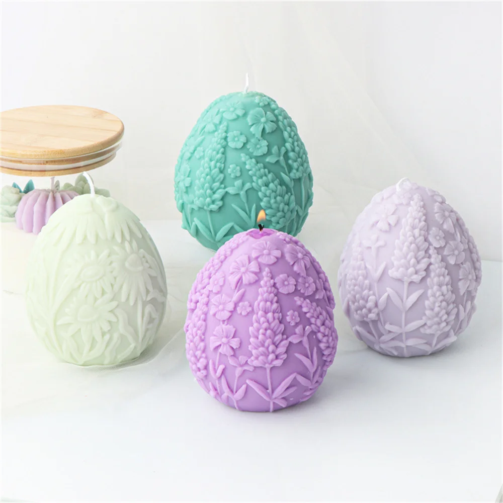 

Easter Egg Lavender Flower Candle Mold DIY Chocolate Handmade Soap Plaster Resin Silicone Mould Home Decoration Ornaments 2023
