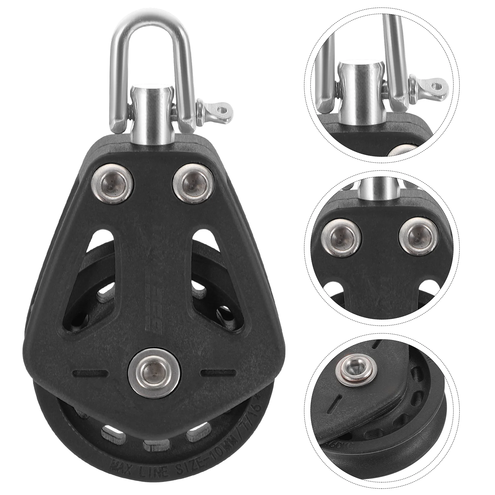 

Plastic Snaps Nylon Crane Pulley Block Lifting Single Pulley Swivel Pulley