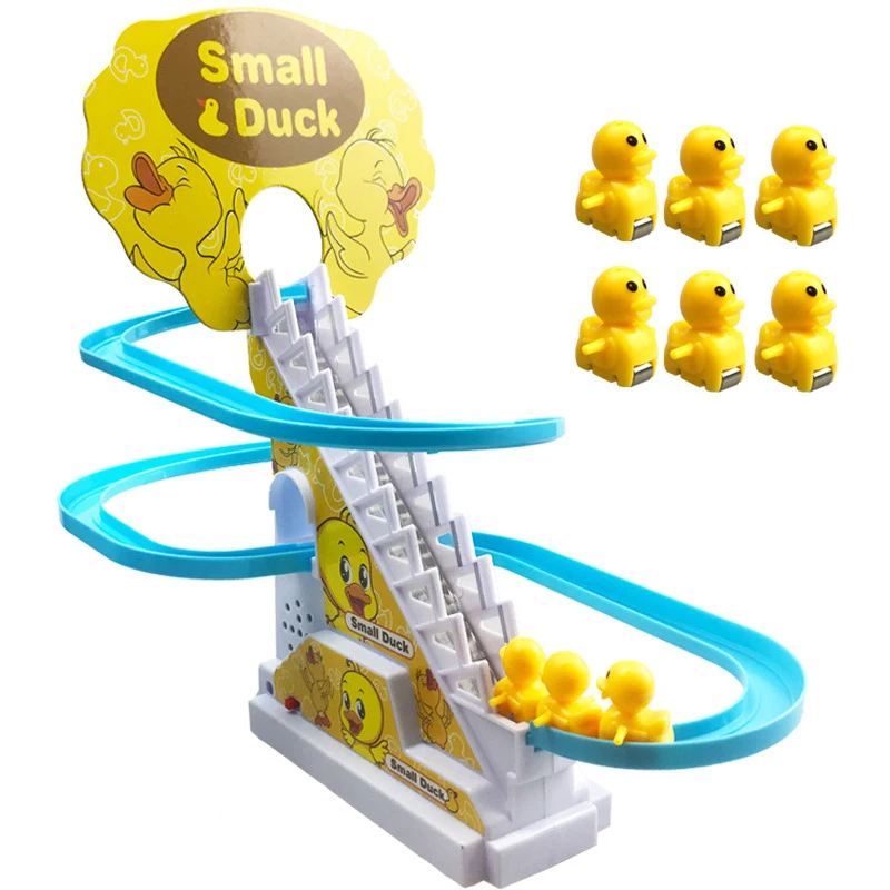 

Baby Toys Electric Duck Track Slide Toys Boys Girls Electric Climbing Stairs Toy LED Lights Musical Slide Toys for Children Kids