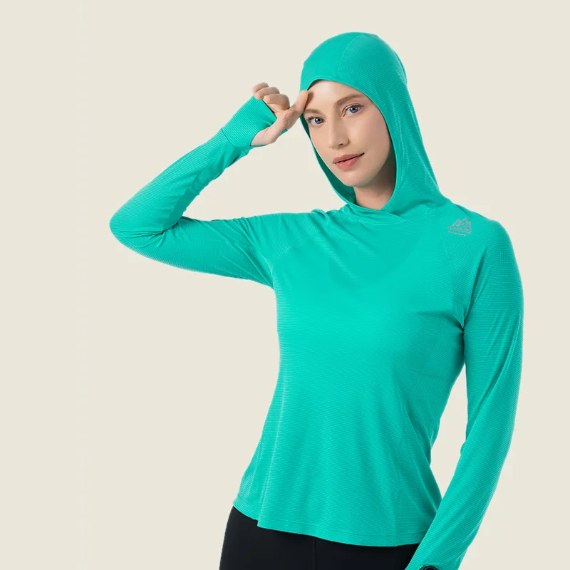 

AONIJIE FW5146 Women Female Sports Quick Drying Hooded Long-sleeved Shirt With Finger Hole Spring Fall For Running Gym