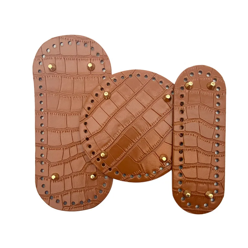 Быстрая доставка, кожаное основание с узором под кожу крокодила для трикотажной сумки, женское прямоугольное основание с отверстиями, заклепками, основание сумки