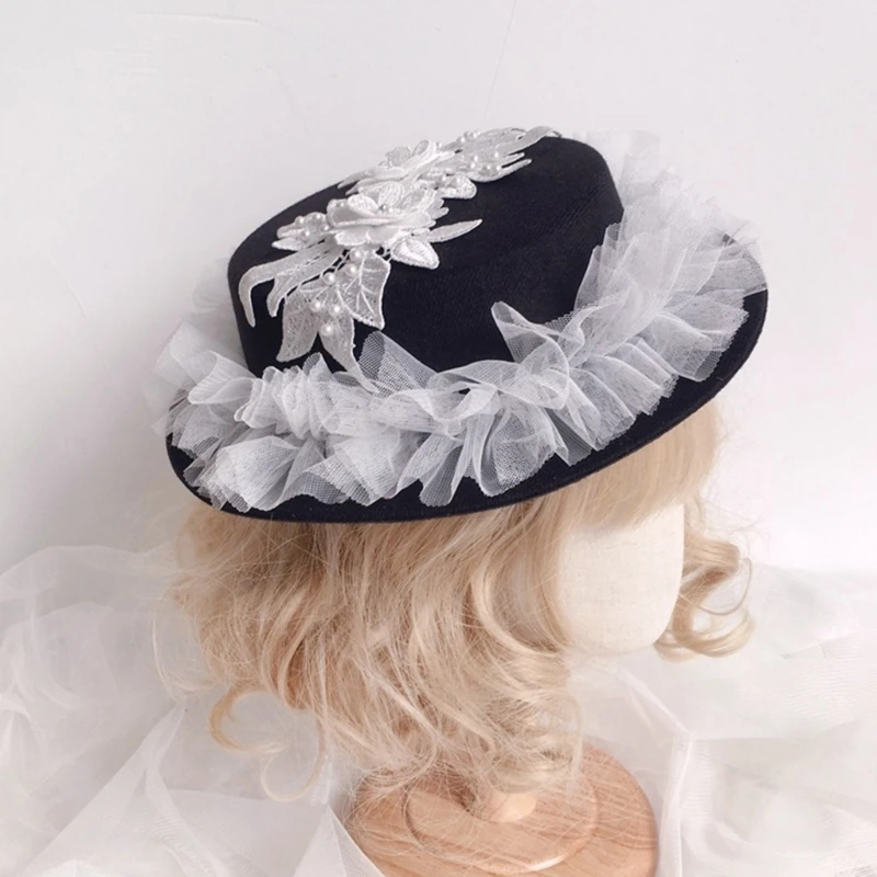 

Handmade SunHat Lace Decorated Pastoral Style Tea Party for Girls Women DXAA