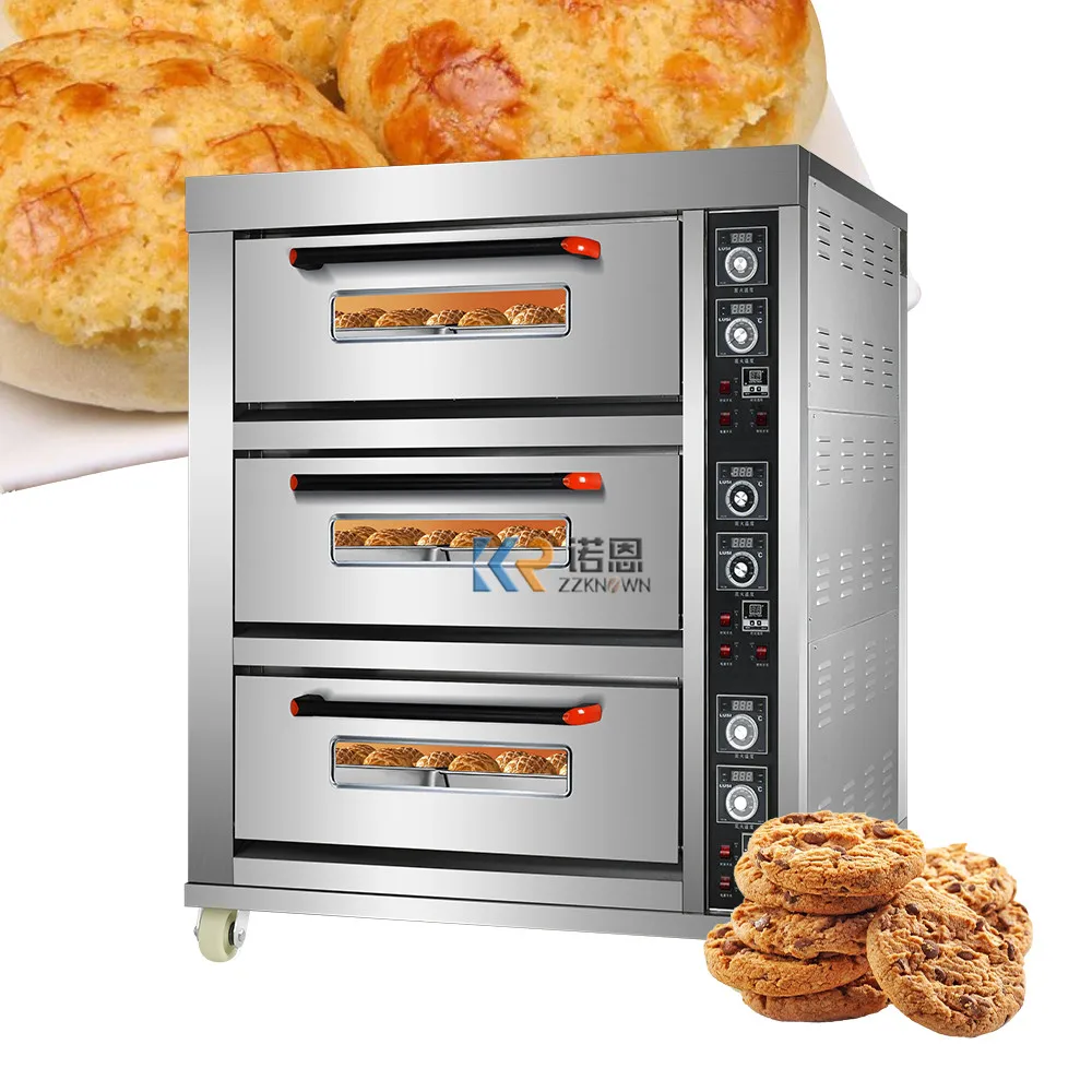 

Commercial 3 Decks 6 Trays Electric Baking Oven Bread Pizza Cake Bakery Machines Kitchen Baking Equipment with Steam