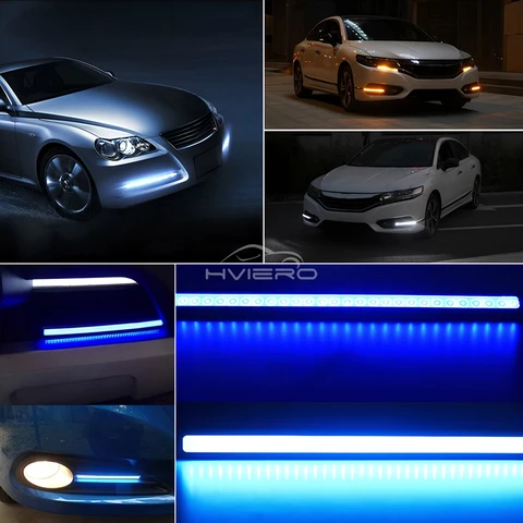 1 шт. 17 см 1 ряд белый синий COB DRL дневные ходовые огни светодиодные 12 В ультра яркие дневные указатели поворота парковочные противотуманные фары бар автомобиля мотоцикл