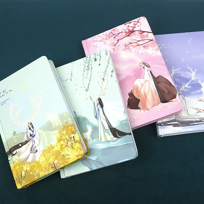 

new Retro Chinese Style Notebook Diary Planner Color Page Illustration Note Book Stationery School Supplies Office Accessories