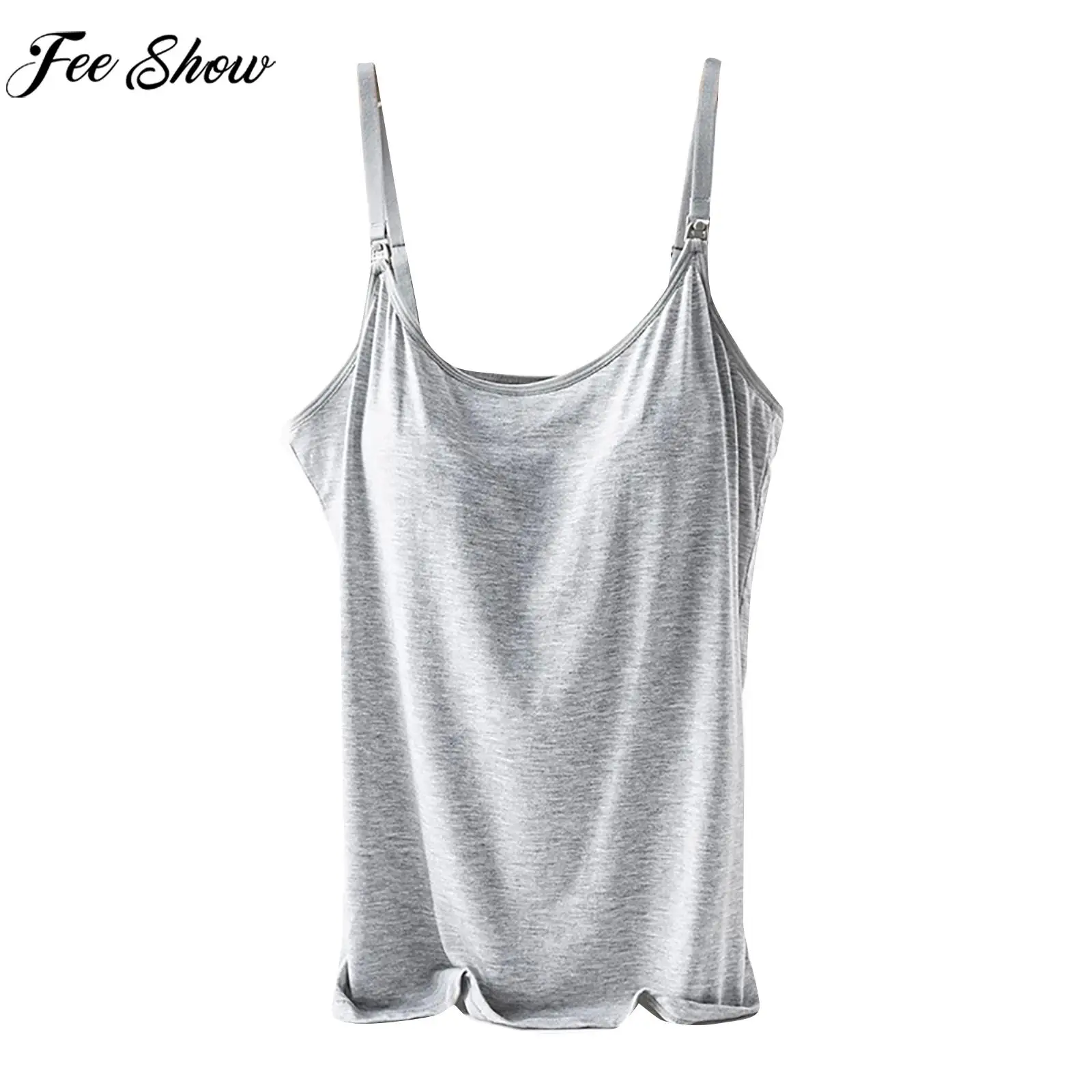 

Maternity Breastfeeding Nursing Lingerie Camisole Pregnant Women Adjustable Straps Built-In Pad Undershirt Vest Tops Homewear