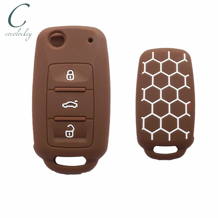 

Cocolockey силиконовый чехол для автомобильного ключа подходит для VW Golf for Skoda Yeti Superb Rapid Octavia для SEAT Leon Ibiza 3 кнопки дистанционного управления