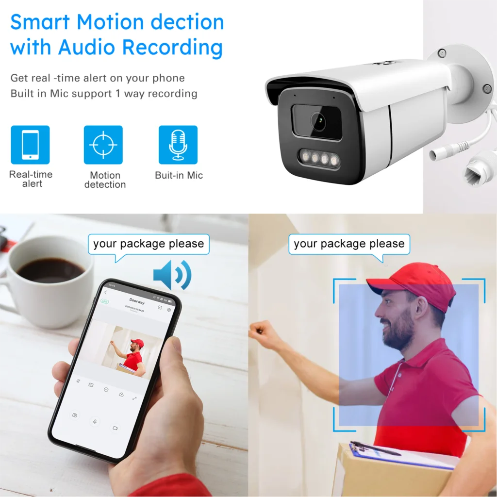 Полноцветная Ночная камера 4K 8 Мп цветная цилиндрическая наблюдения Vu 5 PoE